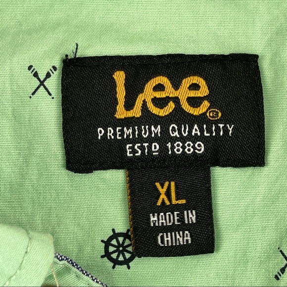 Lee Button Down Shirt Men XL Green Nautical Long Sleeve - Picture 2 of 9